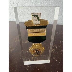 Vintage Florida State Rifle Association Award Medal Acrylic Encased High Lady